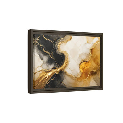 Side Mockup 5. Abstract Gold Veins shown as framed canvas print