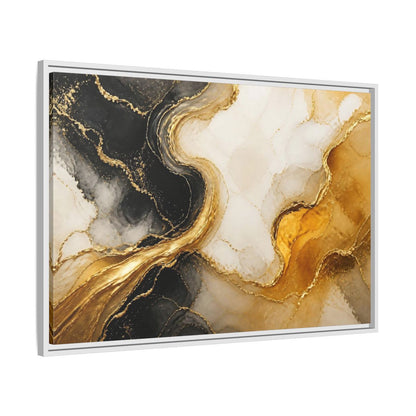 Side Mockup 9. Abstract Gold Veins shown as framed canvas print