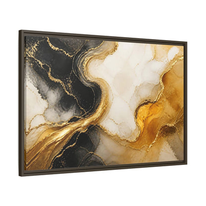 Main Mockup. Abstract Gold Veins shown as framed canvas print