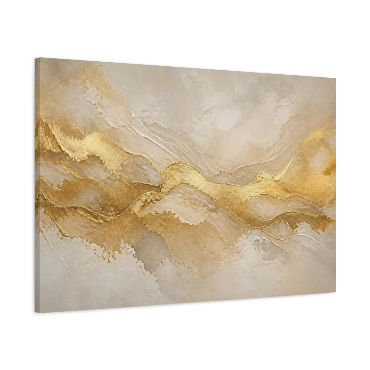 Main Mockup. Abstract Gold Waves shown as canvas print