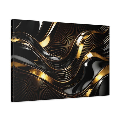 Side Mockup 2. Abstract Gold Waves shown as canvas print