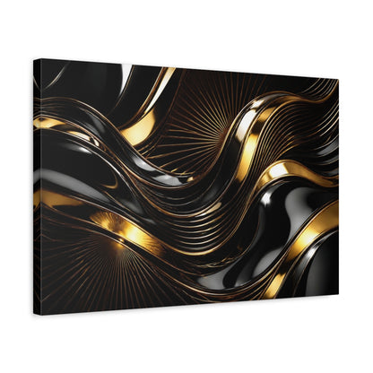 Side Mockup 3. Abstract Gold Waves shown as canvas print