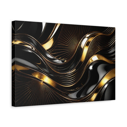 Side Mockup 4. Abstract Gold Waves shown as canvas print