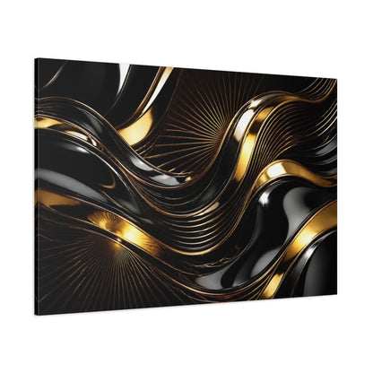 Side Mockup 1. Abstract Gold Waves shown as canvas print