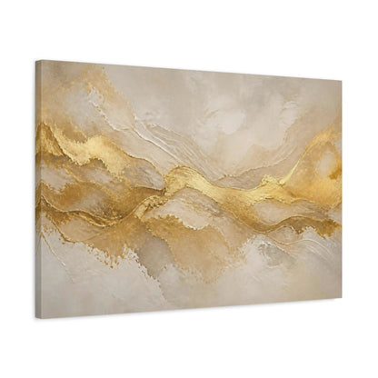 Side Mockup 2. Abstract Gold Waves shown as canvas print