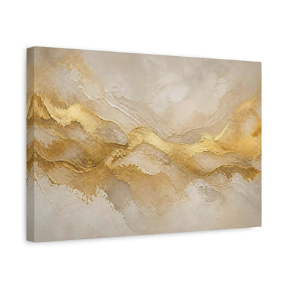 Side Mockup 4. Abstract Gold Waves shown as canvas print