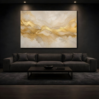 Mockup 3. Abstract Gold Waves shown as canvas print