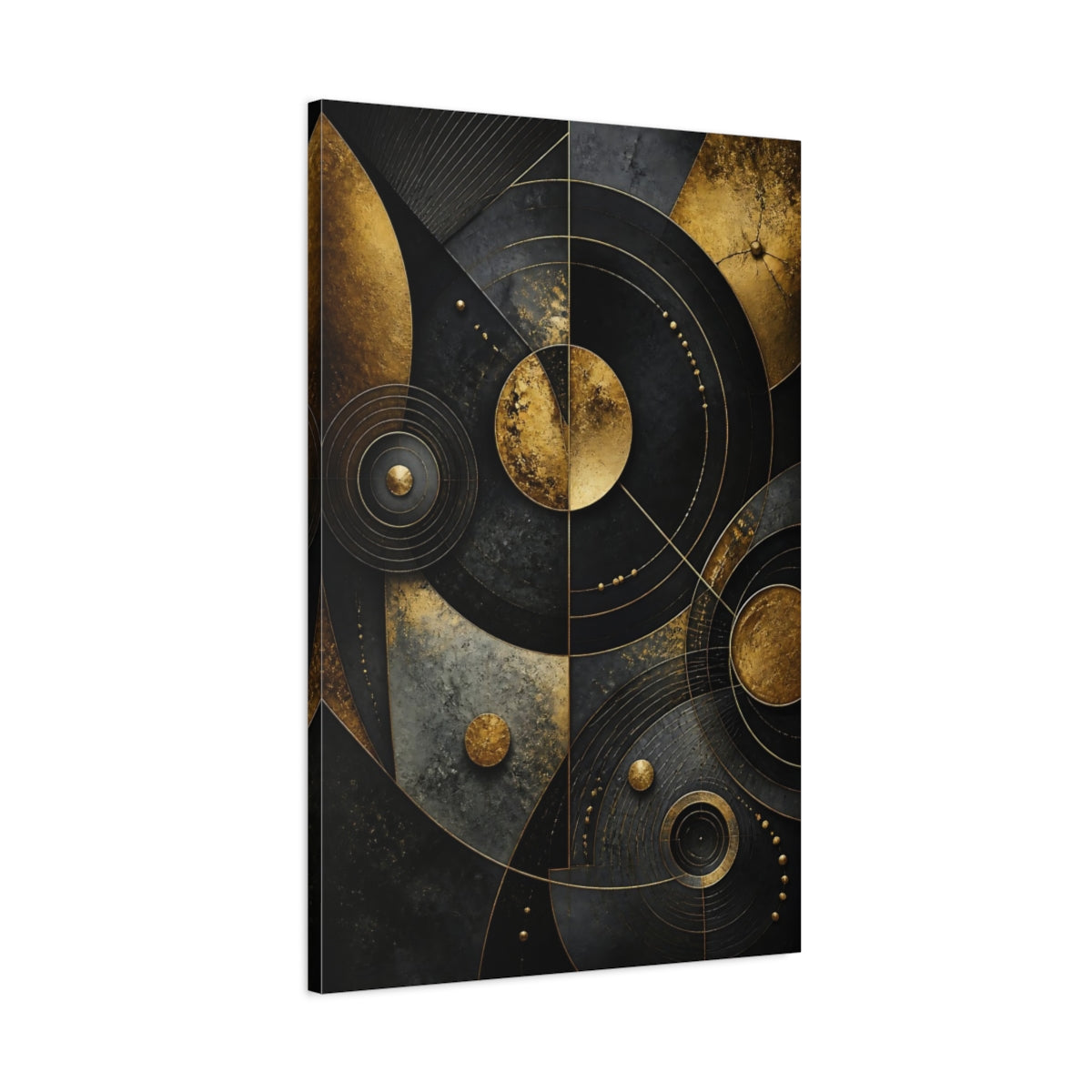 Main Mockup. Abstract Golden Concentric Circles shown as canvas print