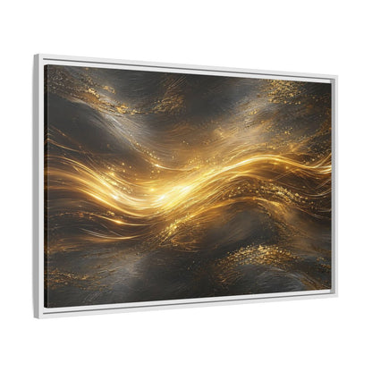 Side Mockup 9. Abstract Golden Flow Gold And Black shown as stretched canvas wall art