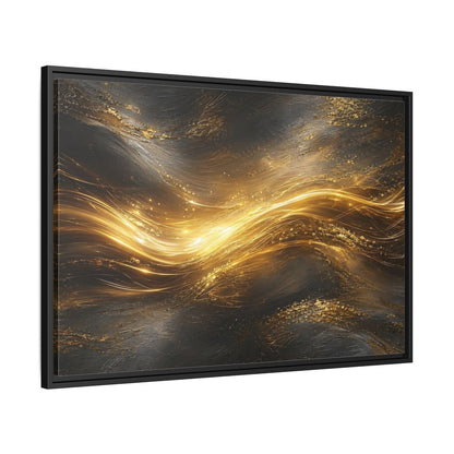 Side Mockup 13. Abstract Golden Flow Gold And Black shown as stretched canvas wall art