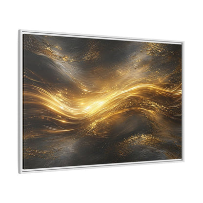 Side Mockup 7. Abstract Golden Flow Gold And Black shown as stretched canvas wall art