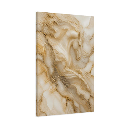 Main Mockup. Abstract Golden Horse shown as canvas print