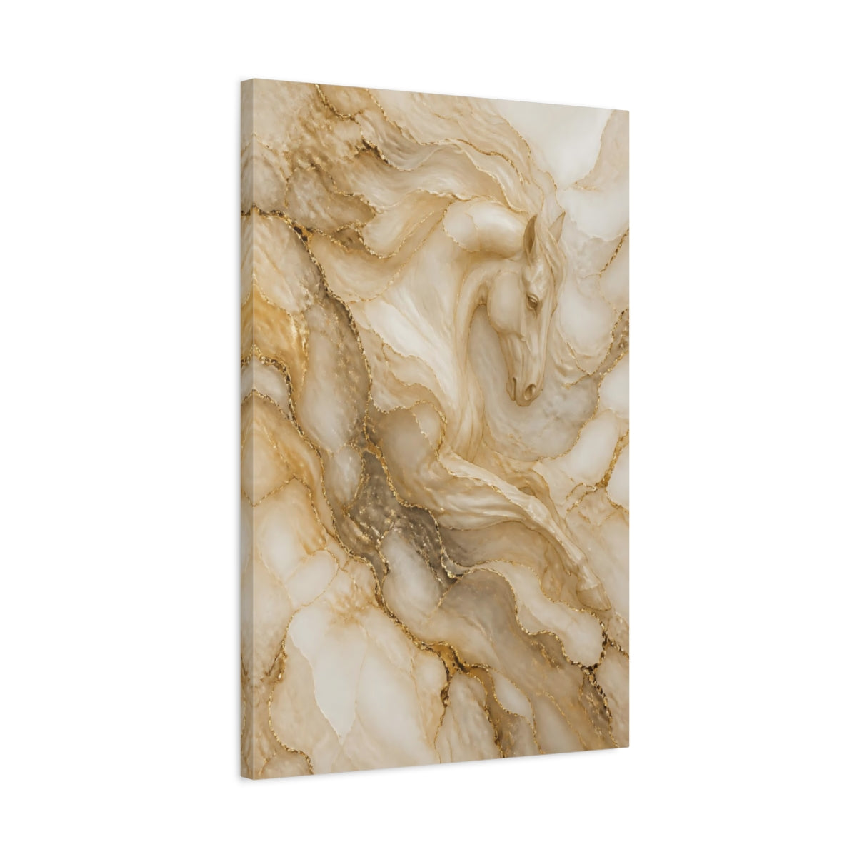 Side Mockup 2. Abstract Golden Horse shown as canvas print