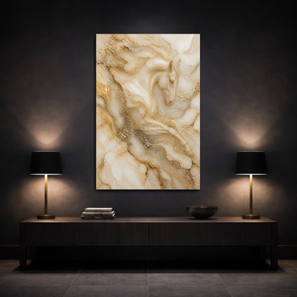 Mockup 3. Abstract Golden Horse shown as canvas print
