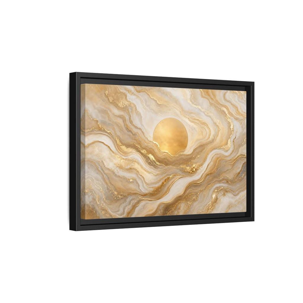 Side Mockup 6. Abstract Golden Sun Gold And White Marble shown as stretched canvas wall art