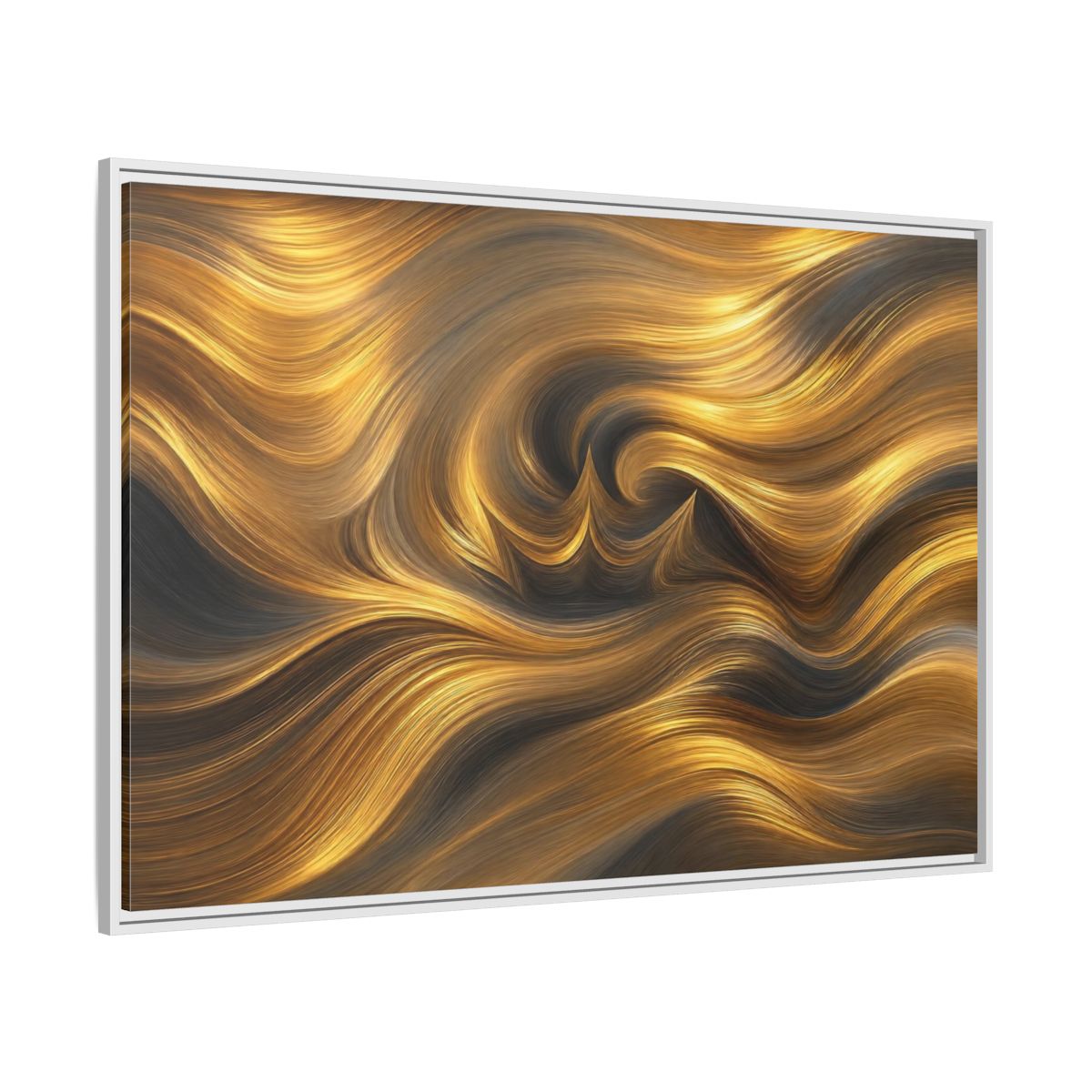Side Mockup 7. Abstract Golden Swirls Gold Swirls shown as stretched canvas wall art