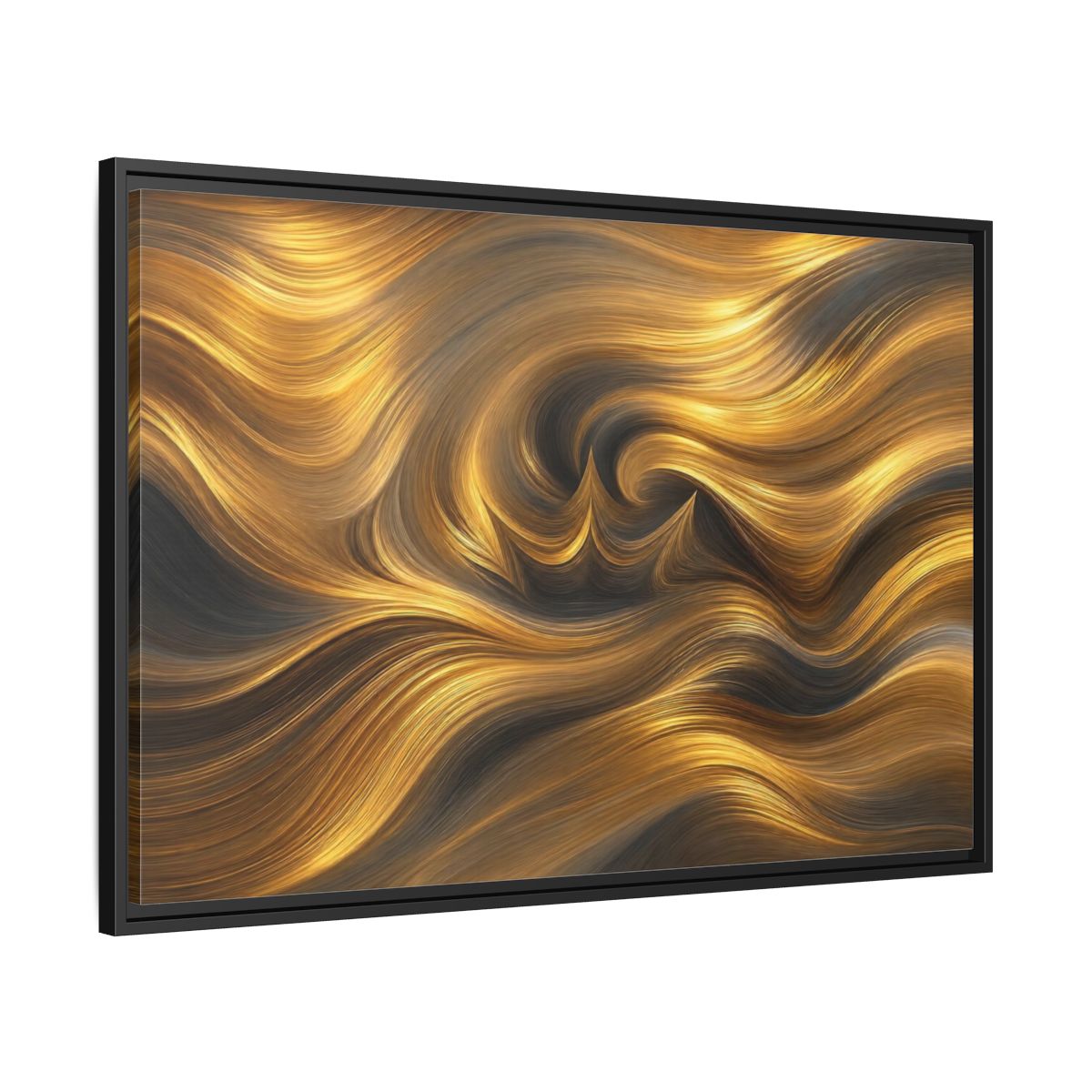 Side Mockup 13. Abstract Golden Swirls Gold Swirls shown as stretched canvas wall art