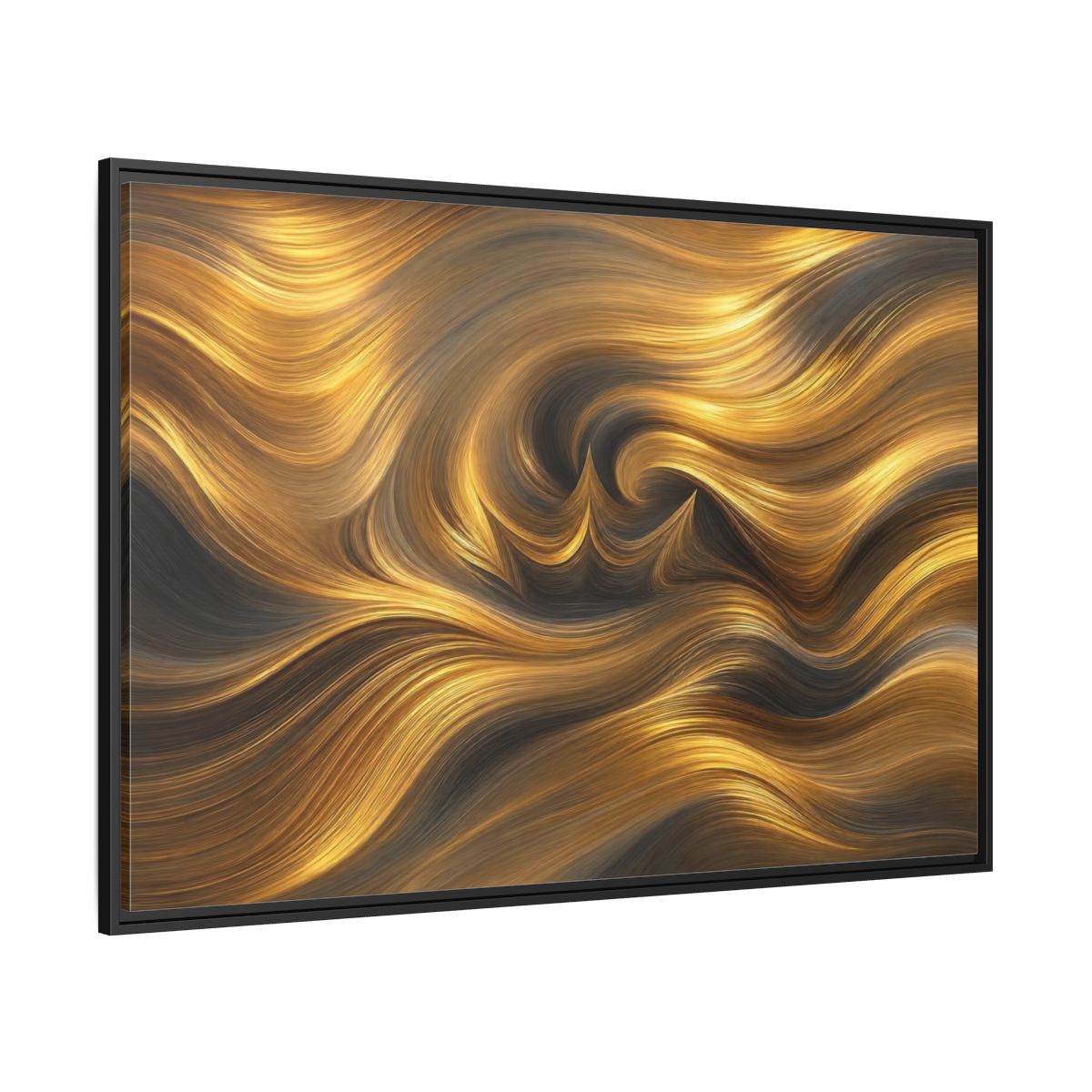 Side Mockup 12. Abstract Golden Swirls Gold Swirls shown as stretched canvas wall art