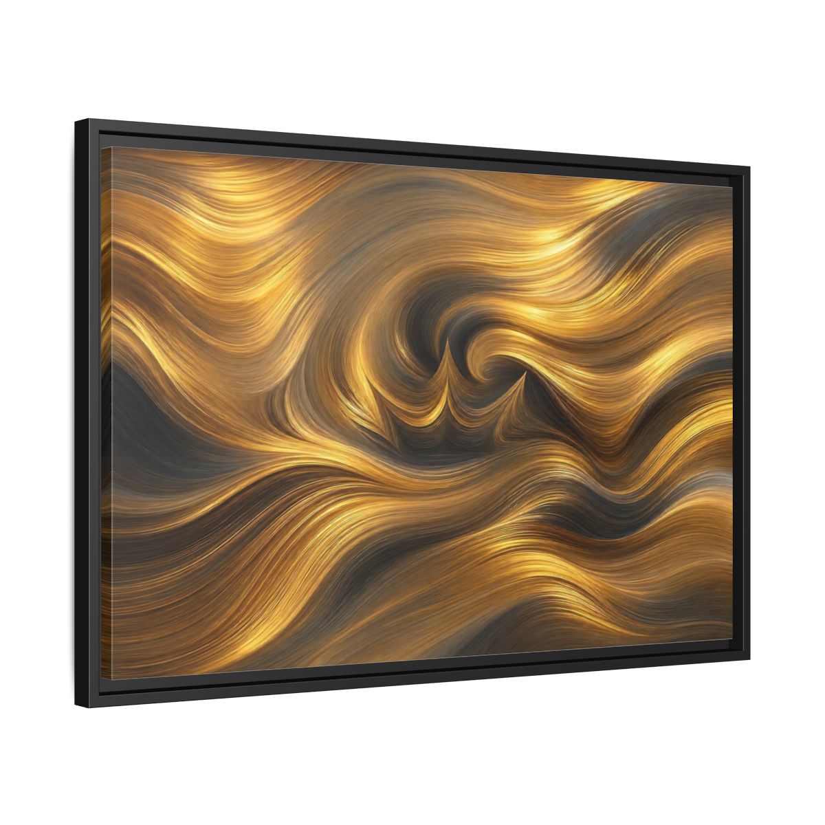 Side Mockup 14. Abstract Golden Swirls Gold Swirls shown as stretched canvas wall art