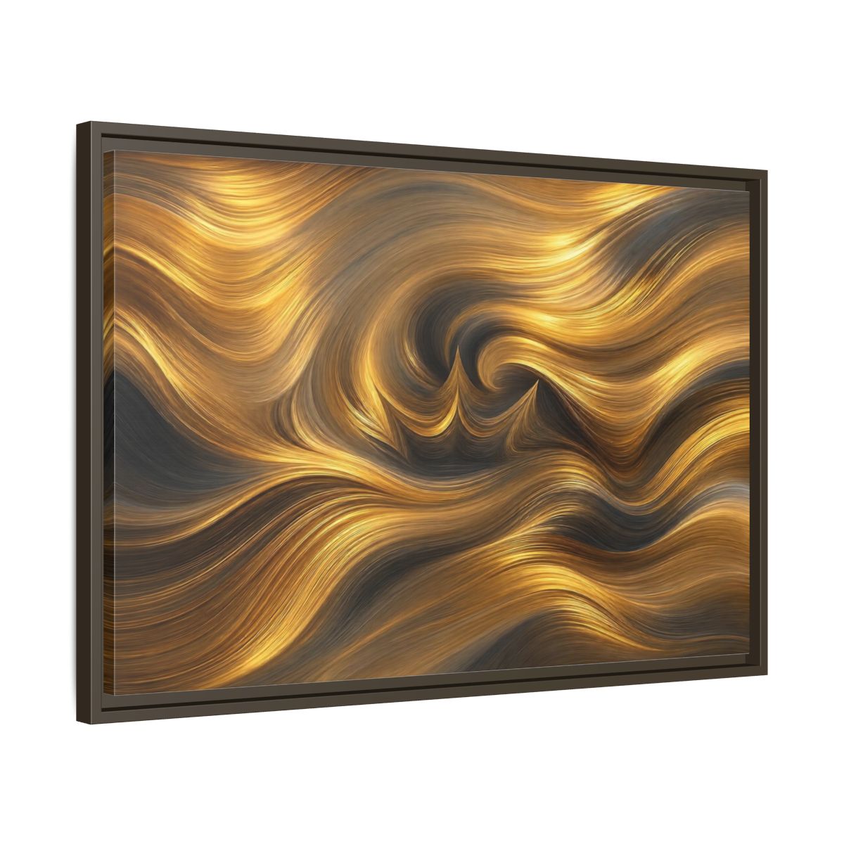 Side Mockup 11. Abstract Golden Swirls Gold Swirls shown as stretched canvas wall art