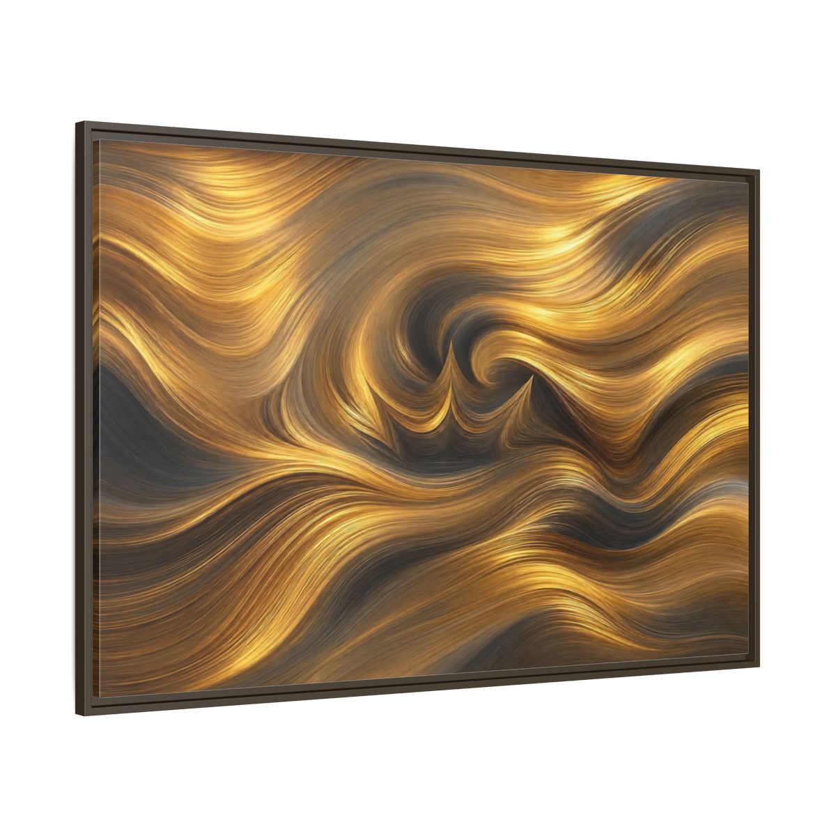 Side Mockup 8. Abstract Golden Swirls Gold Swirls shown as stretched canvas wall art