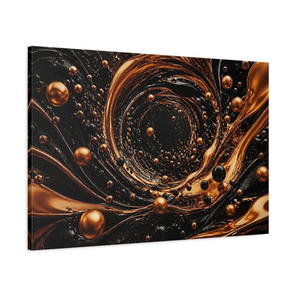 Main Mockup. Abstract Golden Vortex Black And Gold shown as stretched canvas wall art