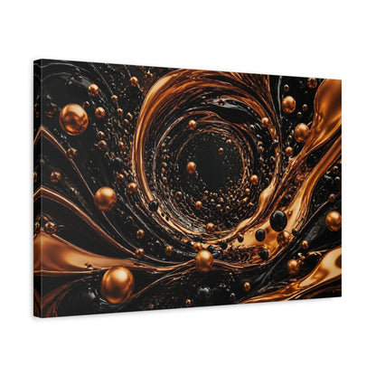 Side Mockup 3. Abstract Golden Vortex Black And Gold shown as stretched canvas wall art