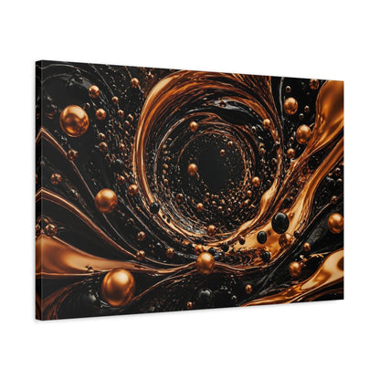 Side Mockup 2. Abstract Golden Vortex Black And Gold shown as stretched canvas wall art
