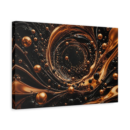 Side Mockup 4. Abstract Golden Vortex Black And Gold shown as stretched canvas wall art