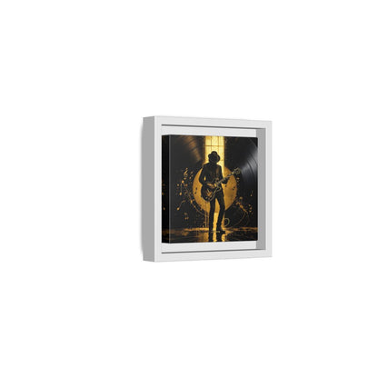 Side Mockup 22. Abstract Guitarist Black And Gold Music shown as framed canvas print