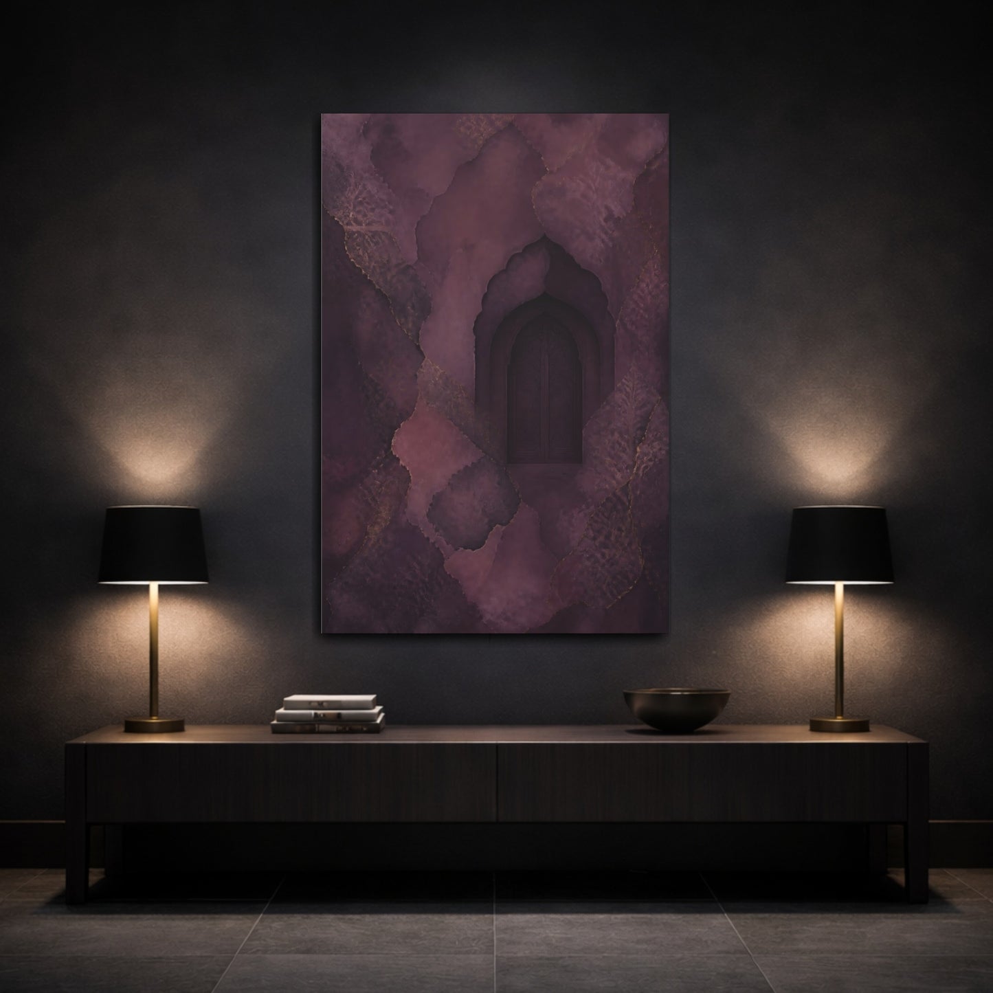 Mockup 3. Abstract Hidden Doorway shown as canvas print