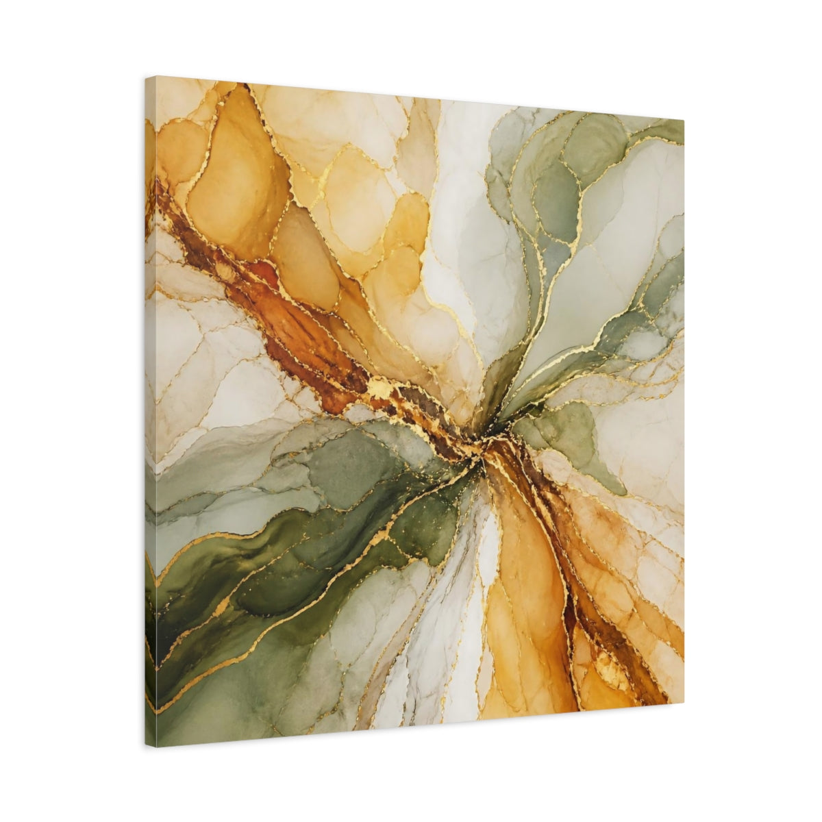 Side Mockup 3. Abstract Ink Blooms shown as canvas print