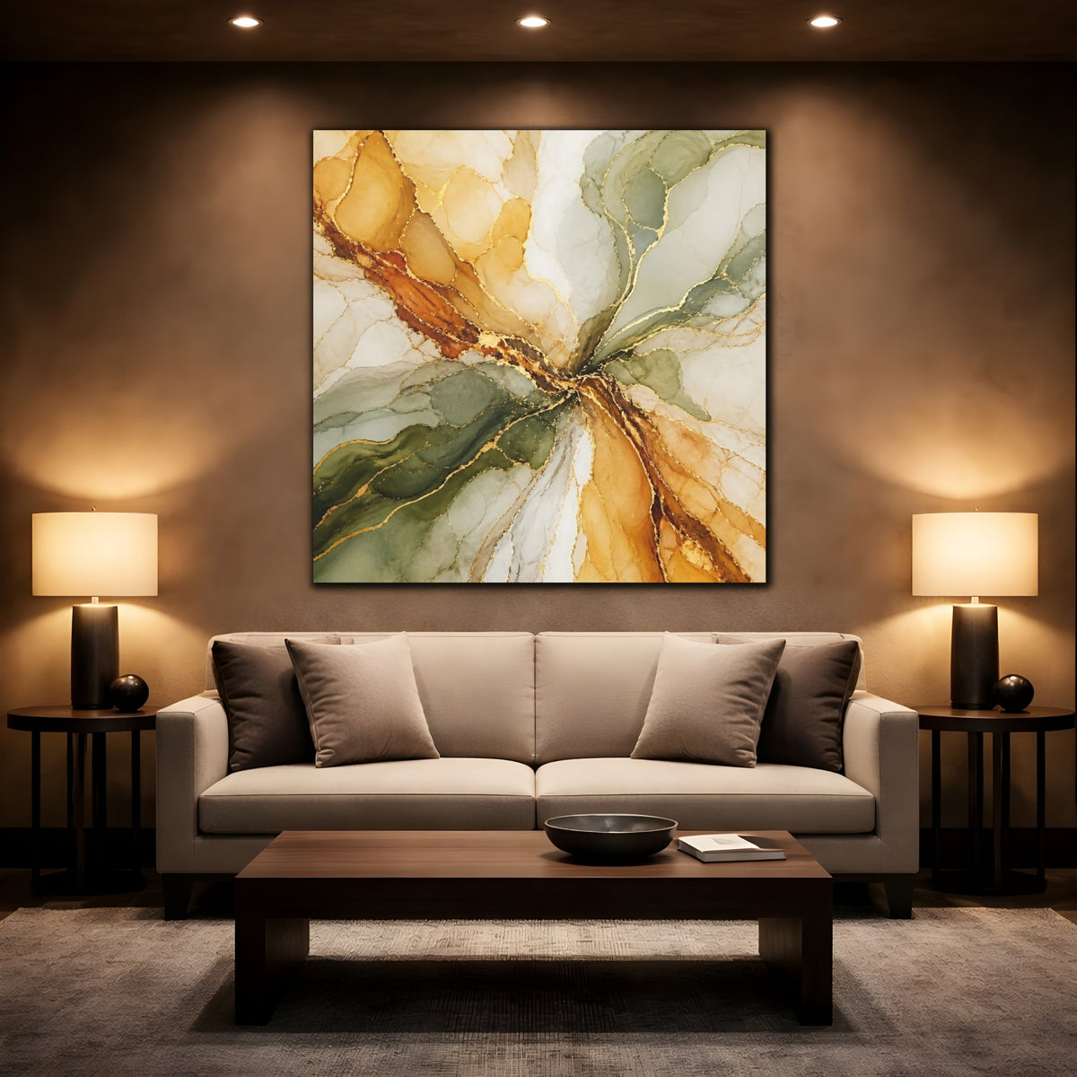 Mockup 2. Abstract Ink Blooms shown as canvas print