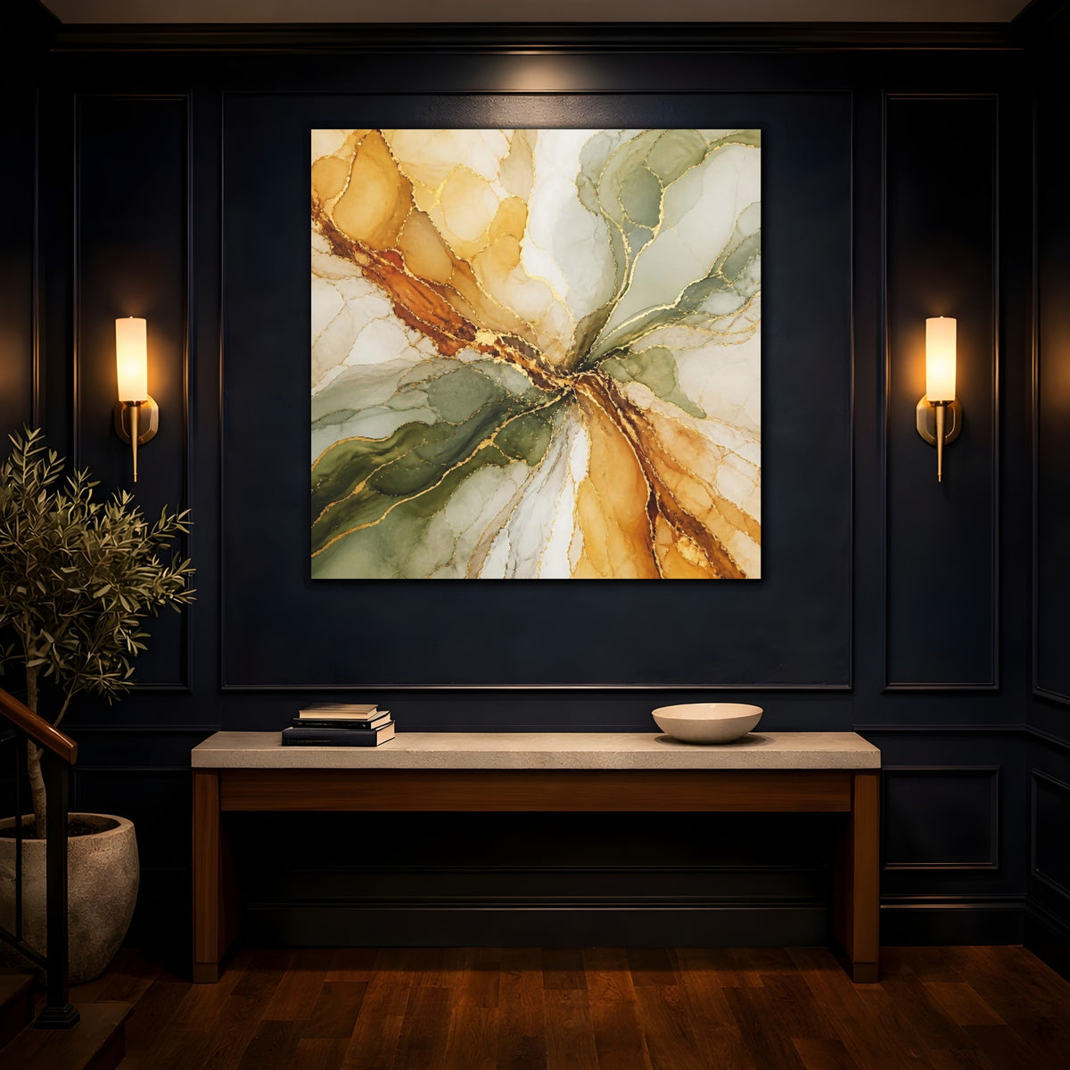 Mockup 4. Abstract Ink Blooms shown as canvas print