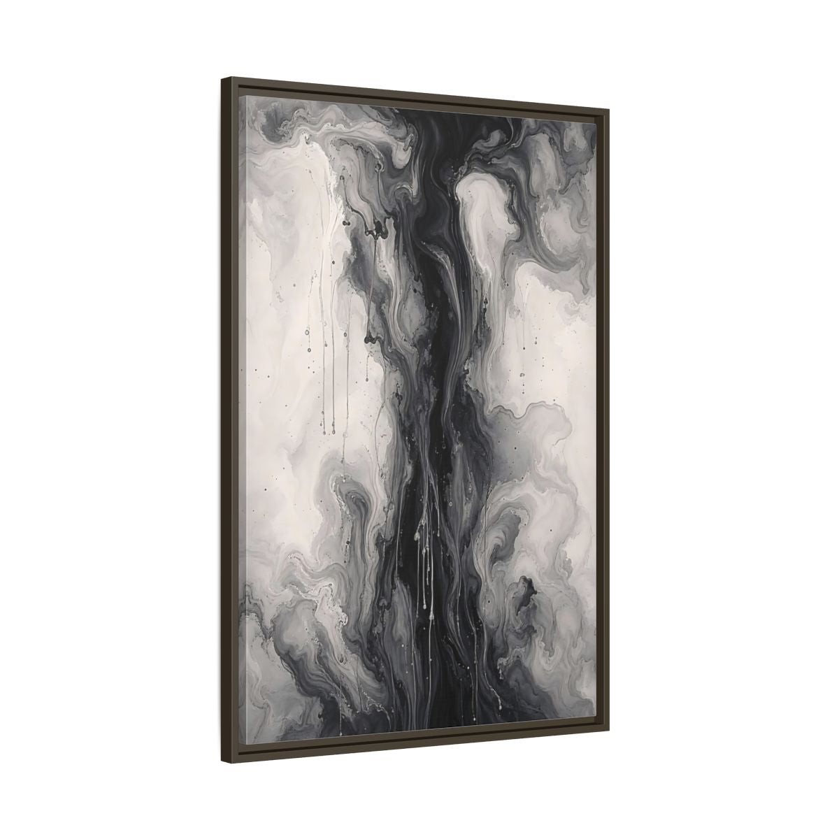 Main Mockup. Abstract Ink Flow Black And White Abstract shown as stretched canvas wall art