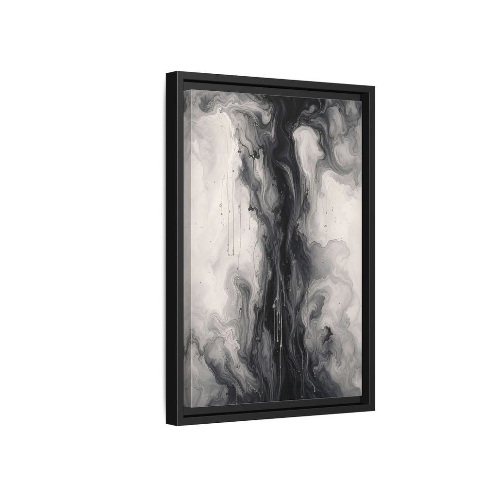 Side Mockup 6. Abstract Ink Flow Black And White Abstract shown as stretched canvas wall art