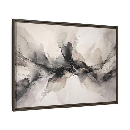 Main Mockup. Abstract Ink Flow Black Gold Abstract shown as stretched canvas wall art