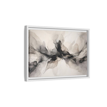 Side Mockup 4. Abstract Ink Flow Black Gold Abstract shown as stretched canvas wall art