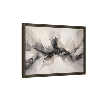 Side Mockup 2. Abstract Ink Flow Black Gold Abstract shown as stretched canvas wall art