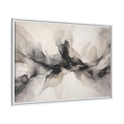 Side Mockup 9. Abstract Ink Flow Black Gold Abstract shown as stretched canvas wall art