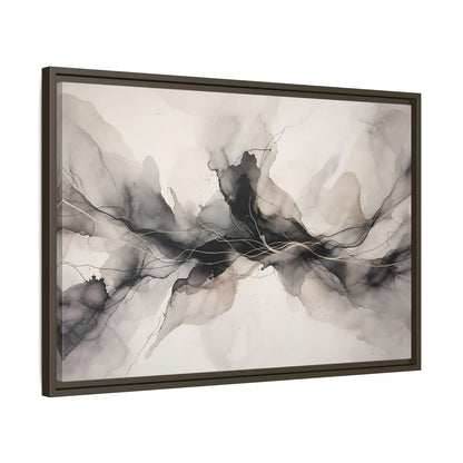 Side Mockup 11. Abstract Ink Flow Black Gold Abstract shown as stretched canvas wall art