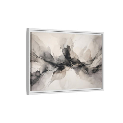 Side Mockup 1. Abstract Ink Flow Black Gold Abstract shown as stretched canvas wall art
