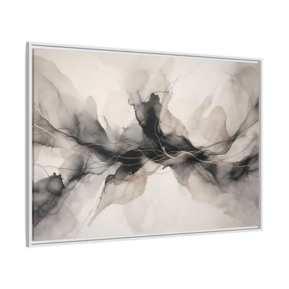 Side Mockup 7. Abstract Ink Flow Black Gold Abstract shown as stretched canvas wall art