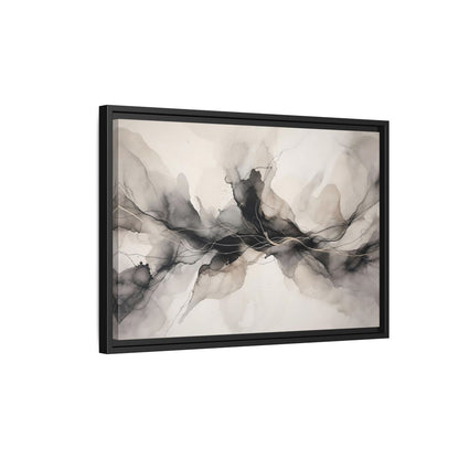 Side Mockup 3. Abstract Ink Flow Black Gold Abstract shown as stretched canvas wall art