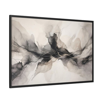 Side Mockup 12. Abstract Ink Flow Black Gold Abstract shown as stretched canvas wall art