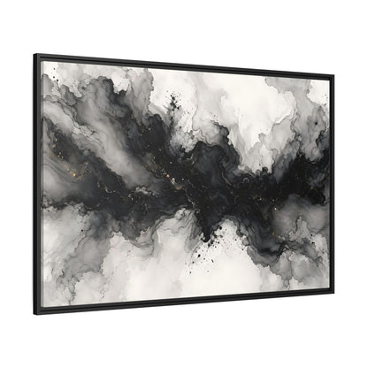 Side Mockup 12. Abstract Ink Texture Black And Gold Ink shown as stretched canvas wall art