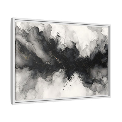 Side Mockup 10. Abstract Ink Texture Black And Gold Ink shown as stretched canvas wall art