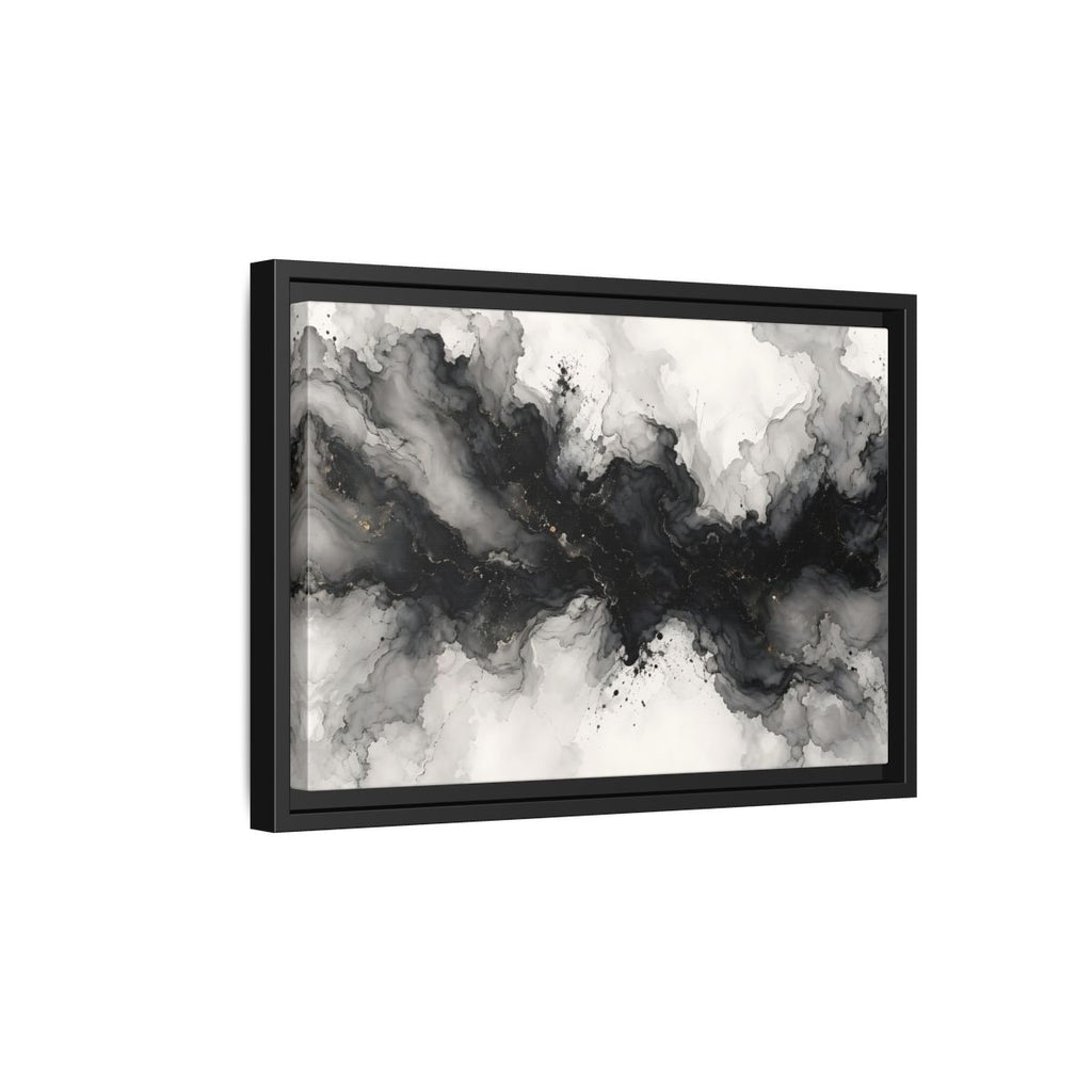 Side Mockup 6. Abstract Ink Texture Black And Gold Ink shown as stretched canvas wall art