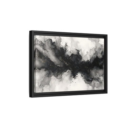 Side Mockup 6. Abstract Ink Texture Black And Gold Ink shown as stretched canvas wall art