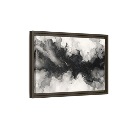 Side Mockup 5. Abstract Ink Texture Black And Gold Ink shown as stretched canvas wall art
